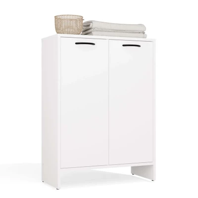 Badezimmerschrank mit Wäschekorb LUCENZA - weiß