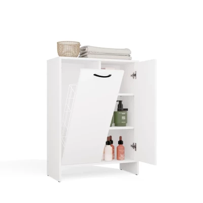 Badezimmerschrank mit Wäschekorb LUCENZA - weiß