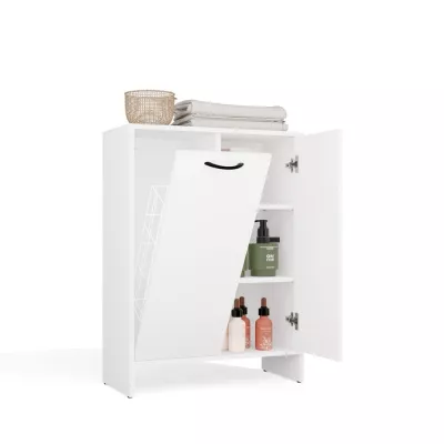 Badezimmerschrank mit Wäschekorb LUCENZA - weiß