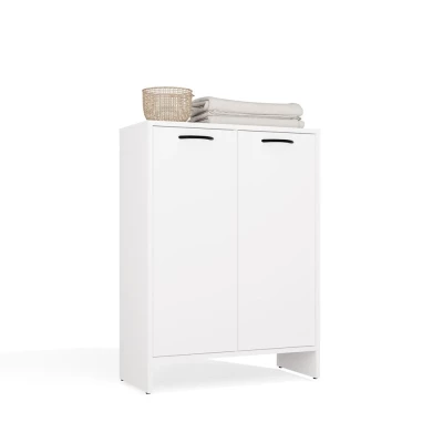 Badezimmerschrank mit Wäschekorb LUCENZA - weiß