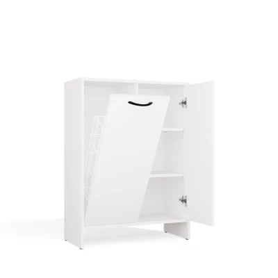Badezimmerschrank mit Wäschekorb LUCENZA - weiß