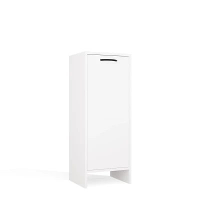 Schmaler Badezimmerschrank mit Wäschekorb LUCENZA - weiß