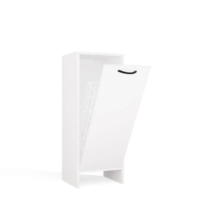 Schmaler Badezimmerschrank mit Wäschekorb LUCENZA - weiß