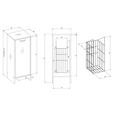 Schmaler Badezimmerschrank mit Wäschekorb LUCENZA - weiß