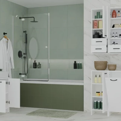 Schmaler Badezimmerschrank LUCENZA - weiß