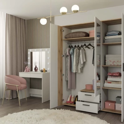 Kleiderschrank 150 cm mit Spiegel DORIEN - Kaschmir