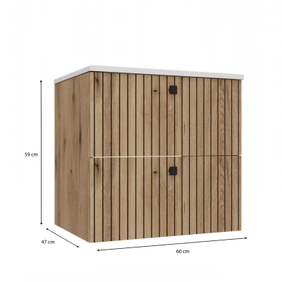 Badezimmerschrank unter dem Waschbecken VIRELLA - Eiche + GRATIS Waschbecken