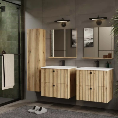 Badezimmerschrank unter dem Waschbecken VIRELLA - Eiche + GRATIS Waschbecken