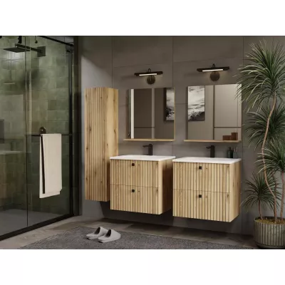 Badezimmerschrank unter dem Waschbecken VIRELLA - Eiche + GRATIS Waschbecken