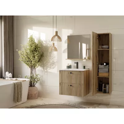 Badezimmerschrank unter dem Waschbecken VIRELLA - Eiche + GRATIS Waschbecken