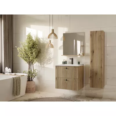 Badezimmerschrank unter dem Waschbecken VIRELLA - Eiche + GRATIS Waschbecken
