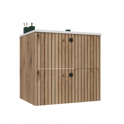 Badezimmerschrank unter dem Waschbecken VIRELLA - Eiche + GRATIS Waschbecken