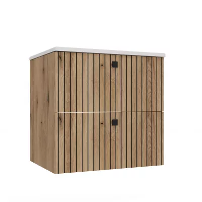 Badezimmerschrank unter dem Waschbecken VIRELLA - Eiche + GRATIS Waschbecken