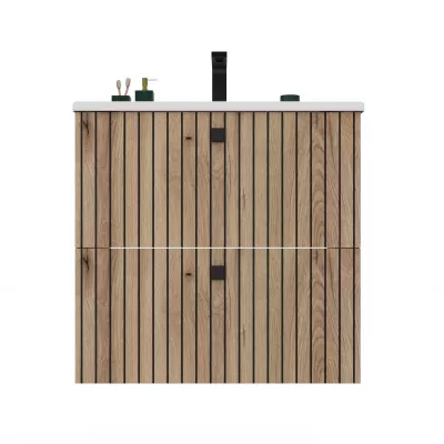Badezimmerschrank unter dem Waschbecken VIRELLA - Eiche + GRATIS Waschbecken