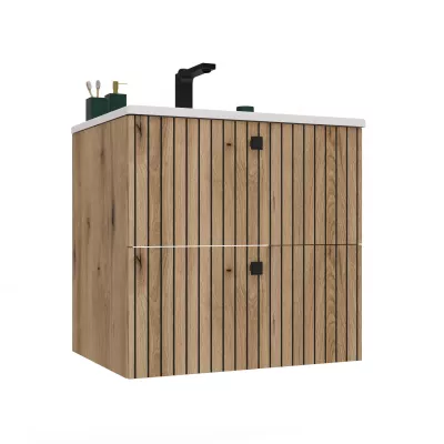 Badezimmerschrank unter dem Waschbecken VIRELLA - Eiche + GRATIS Waschbecken