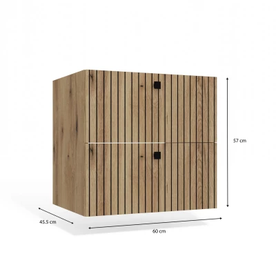 Schmaler Badezimmerschrank unter dem Waschbecken VIRELLA - Eiche
