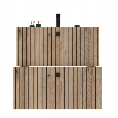 Schmaler Badezimmerschrank unter dem Waschbecken VIRELLA - Eiche