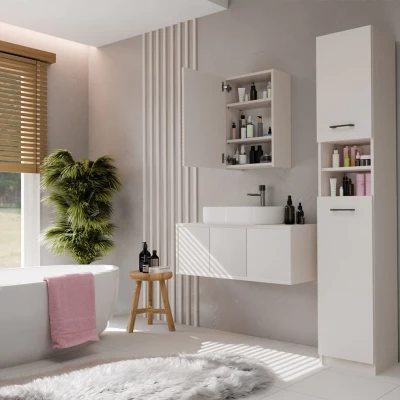 Schmaler Badezimmerschrank mit Spiegel MARGO - Kaschmir