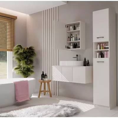 Schmaler Badezimmerschrank mit Spiegel MARGO - Kaschmir