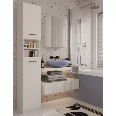 Schmaler Badezimmerschrank mit Spiegel MARGO - Kaschmir