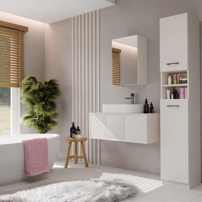 Schmaler Badezimmerschrank mit Spiegel MARGO - Kaschmir