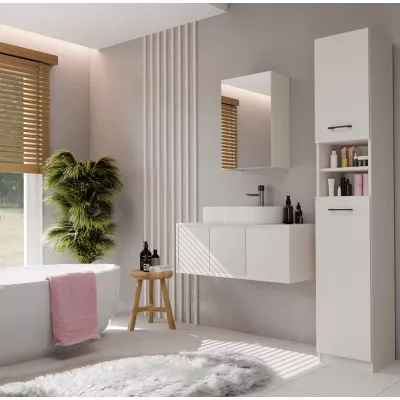 Schmaler Badezimmerschrank mit Spiegel MARGO - Kaschmir