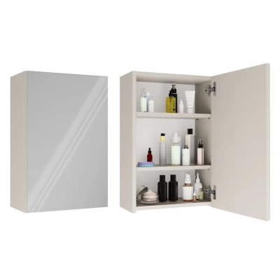 Schmaler Badezimmerschrank mit Spiegel MARGO - Kaschmir