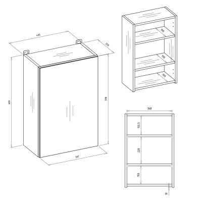 Schmaler Badezimmerschrank mit Spiegel MARGO - Kaschmir