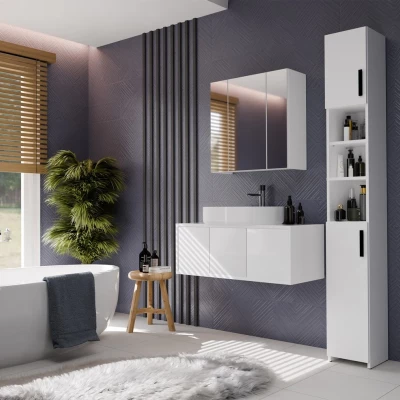 Badezimmerschrank mit Spiegel MARGO - weiß
