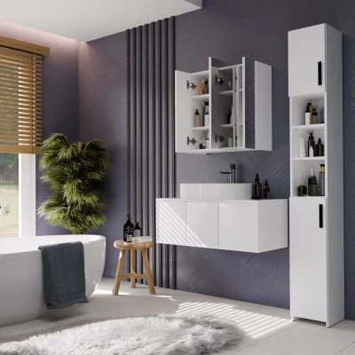 Badezimmerschrank mit Spiegel MARGO - weiß