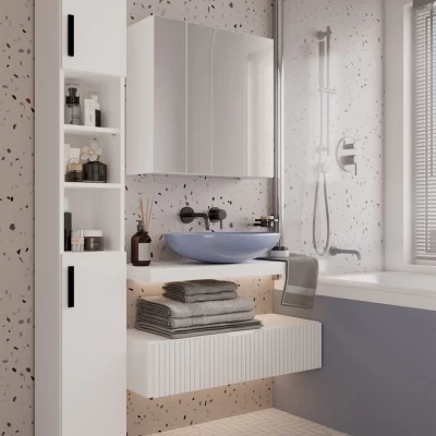 Badezimmerschrank mit Spiegel MARGO - weiß