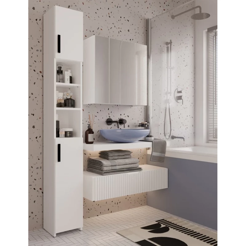 Badezimmerschrank mit Spiegel MARGO - weiß