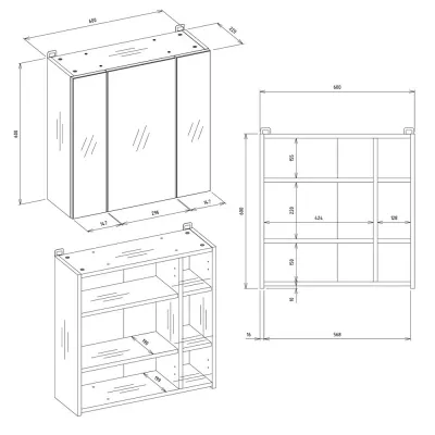 Badezimmerschrank mit Spiegel MARGO - weiß