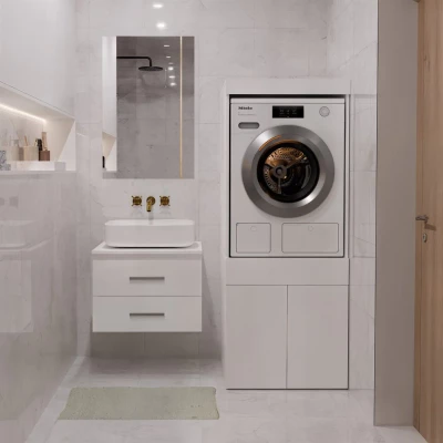 Badezimmerschrank über der Waschmaschine mit Schublade MARGO - weiß