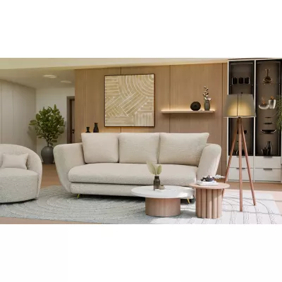 ZENO Dreisitzer-Schlafsofa – beige / goldene Beine
