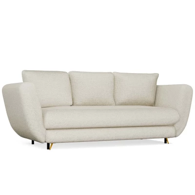 ZENO Dreisitzer-Schlafsofa – beige / goldene Beine