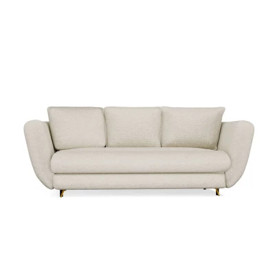 ZENO Dreisitzer-Schlafsofa – beige / goldene Beine