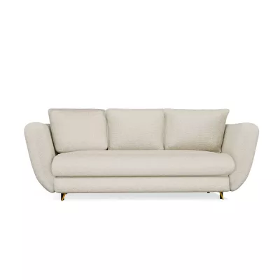 ZENO Dreisitzer-Schlafsofa – beige / goldene Beine