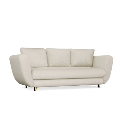 ZENO Dreisitzer-Schlafsofa – beige / goldene Beine