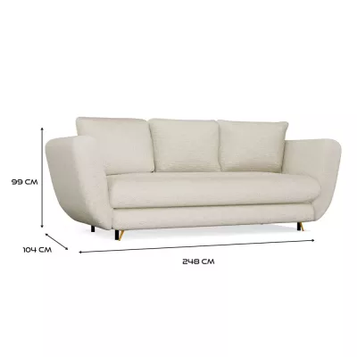 ZENO Dreisitzer-Schlafsofa – beige / goldene Beine