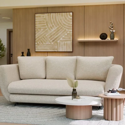 Dreisitzer-Schlafsofa ZENO – beige / schwarze Beine