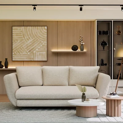 Dreisitzer-Schlafsofa ZENO – beige / schwarze Beine