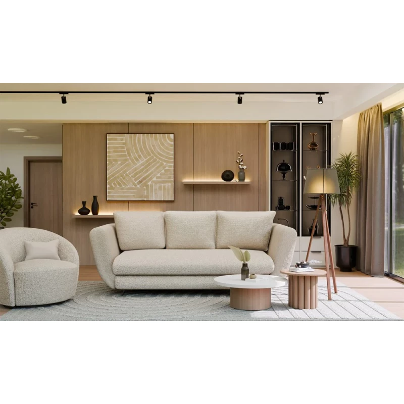 Dreisitzer-Schlafsofa ZENO – beige / schwarze Beine