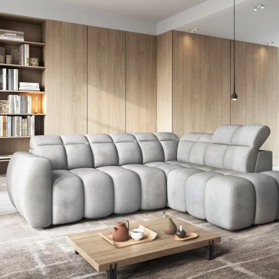 Designer-Ecksofa SAOIRSE – hellgrau, rechte Ecke