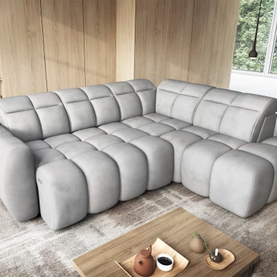 Designer-Ecksofa SAOIRSE – hellgrau, rechte Ecke