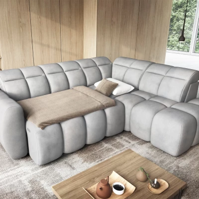 Designer-Ecksofa SAOIRSE – hellgrau, rechte Ecke