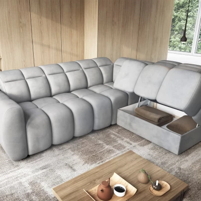 Designer-Ecksofa SAOIRSE – hellgrau, rechte Ecke