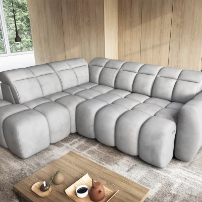 Designer-Ecksofa SAOIRSE – hellgrau, linke Ecke