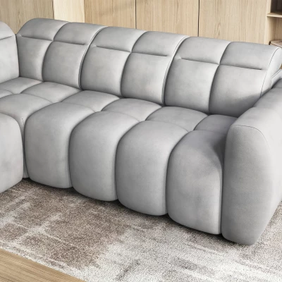Designer-Ecksofa SAOIRSE – hellgrau, linke Ecke