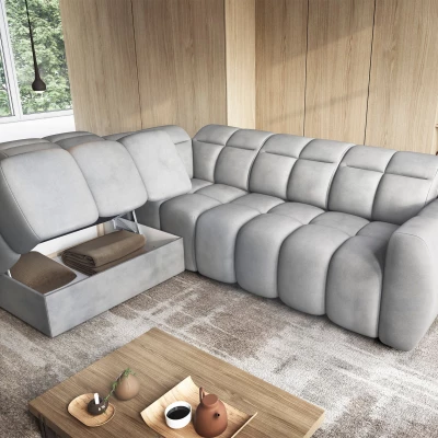 Designer-Ecksofa SAOIRSE – hellgrau, linke Ecke